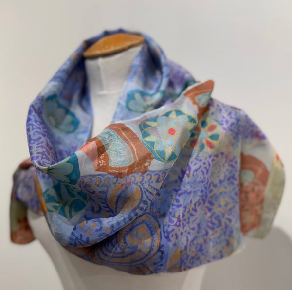 Large Purple Silk Scarf in Multicolour by Diane Lemire