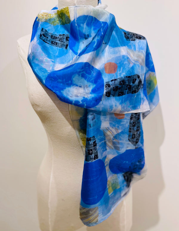 Bright Blue Medium Silk Scarf by Diane Lemire