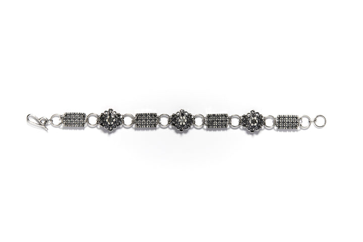 Fraisier Bracelet: From the Nos Jardins series, stud drop earrings in sterling silver with black and grey concrete.