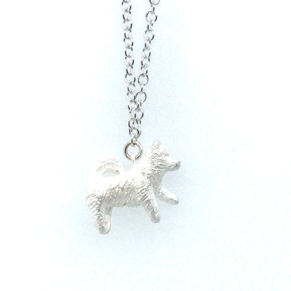 Fluffy White Dog Silver Pendant by Melody Juthamongkol