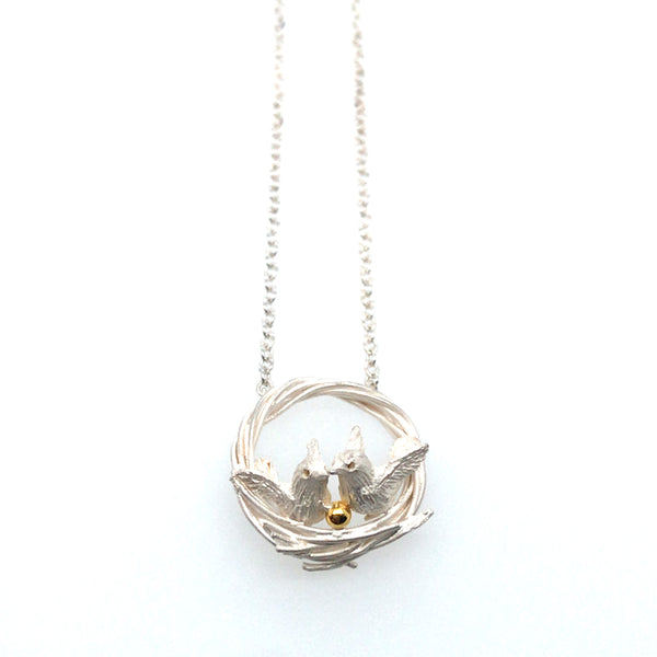 Love Birds Silver Pendant by Melody Juthamongkol