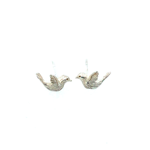 Tiny Flying Bird Silver Stud Earrings by Melody Juthamongkol