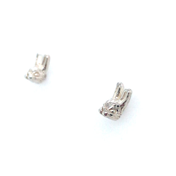 Rabbit Head Stud Silver Earrings by Melody Juthamongkol