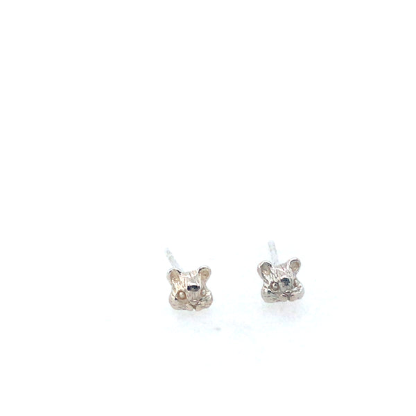 Tiny Chipmunk's Head Silver Stud Earrings by Melody Juthamongkol