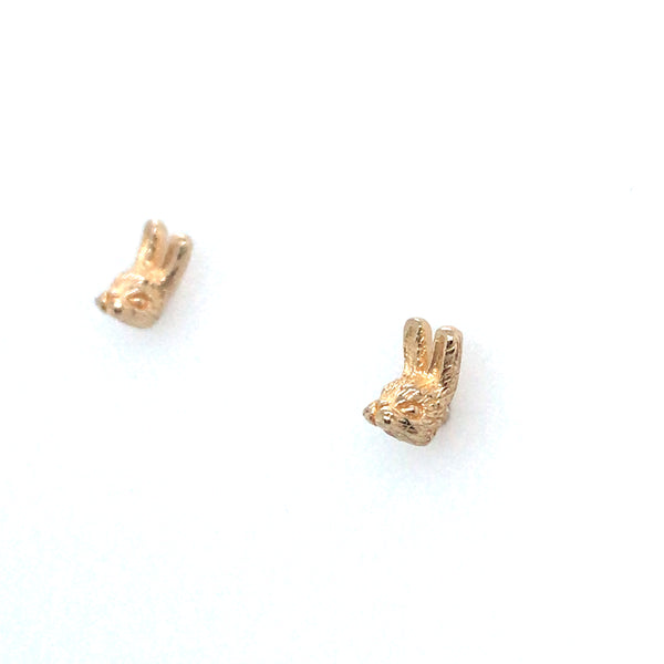 14K Gold Rabbit Head Stud Earrings by Melody Juthamongkol