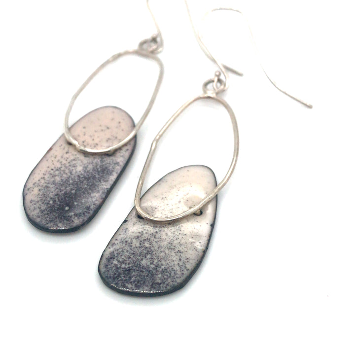  Speckled sterling silver and enamel dangle earrings.