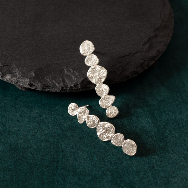 Long Stacked Disc Earrings by Zohre Khodarapast