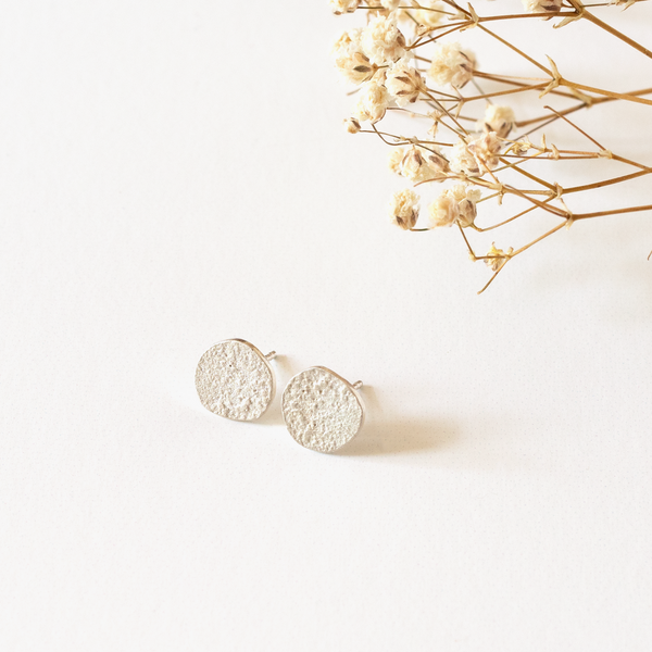 Textured Disc Studs by Zohre Khodarapast