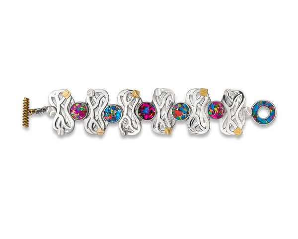 Tree City Bracelet with Pink and Blue Acrylic by Laura Papworth