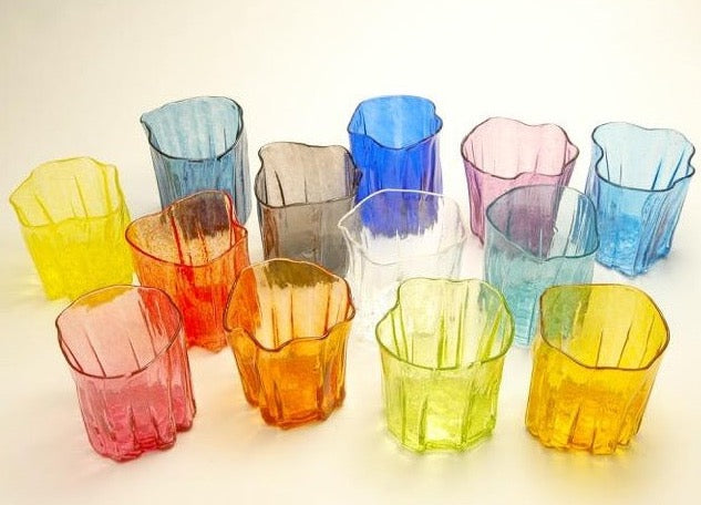 The small Xylem Series hand blown glass tumblers is a perfect wine cup at 8 x 7 cm in a variety of rich and refreshing colours.  Each sold separately. 