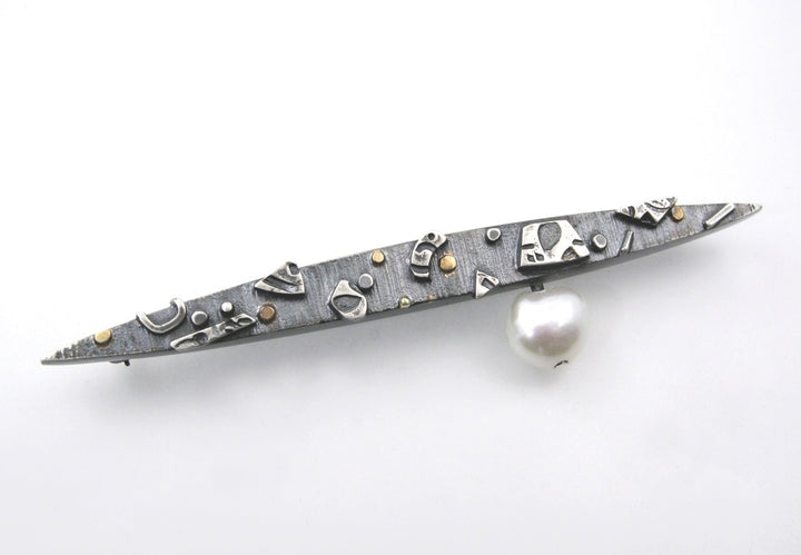 Silver 'Eclipse' brooch