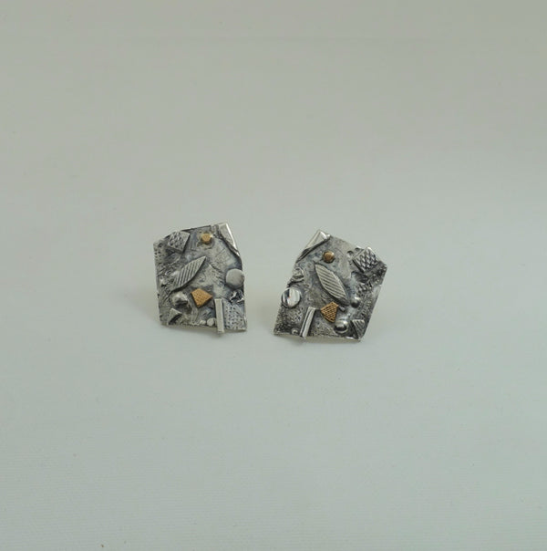 Edge-Folded Rectangular Studs in Sterling by Vivienne Jones