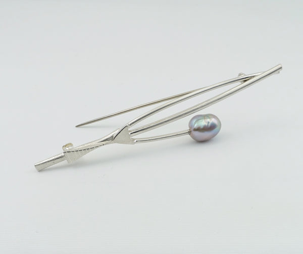 Delicate Pearl Branch Brooch in Silver by Vivienne Jones