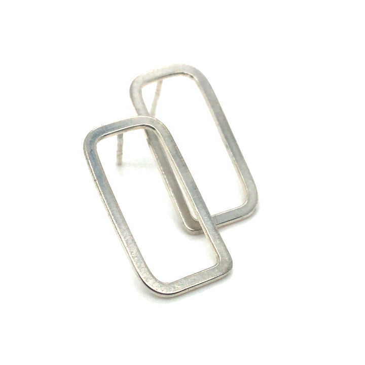 Sterling silver rolled rectangle studs. 