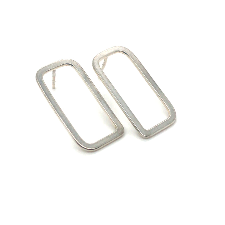 Sterling silver rolled rectangle studs. 