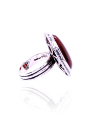 Large Carnelian set in a Ribbed Ring.  side