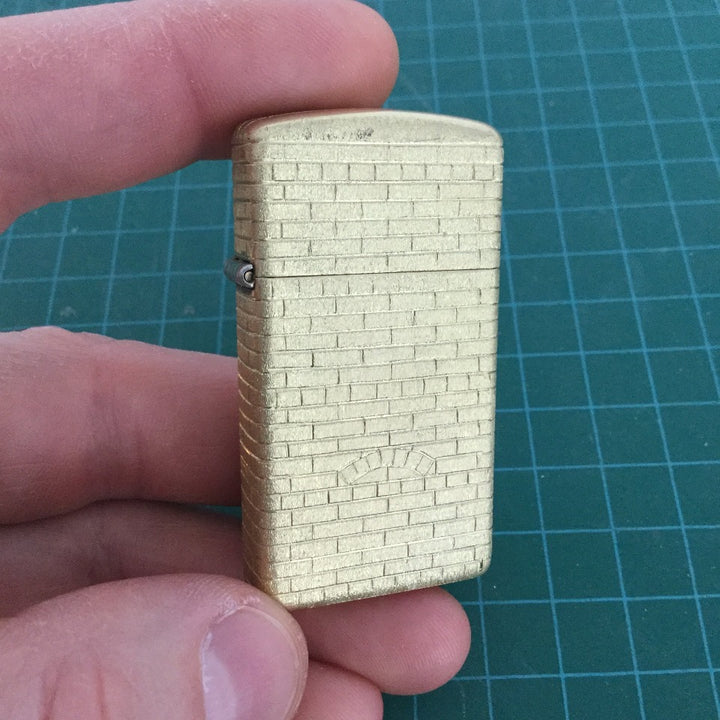 Brick Fireplace (edition of 3), beautifully functioning hand-etched brass Zippo lighter. 5.5 cm x 4 cm x 1.5 cm