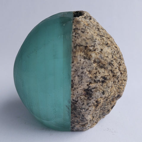 Stone and Glass Vase   Fused rock and recycled plate glass.  3.25 w x 3.5 h x 2.75 d inches
