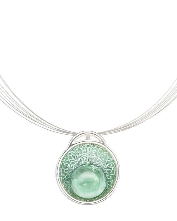 Amplify pendant with seaglass green resin and sterling silver.