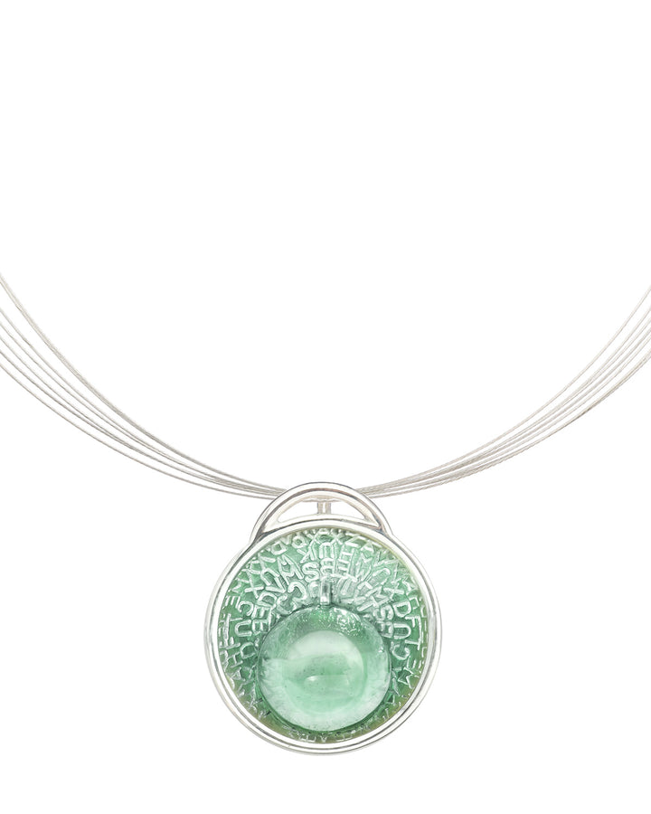 Amplify pendant with seaglass green resin and sterling silver.