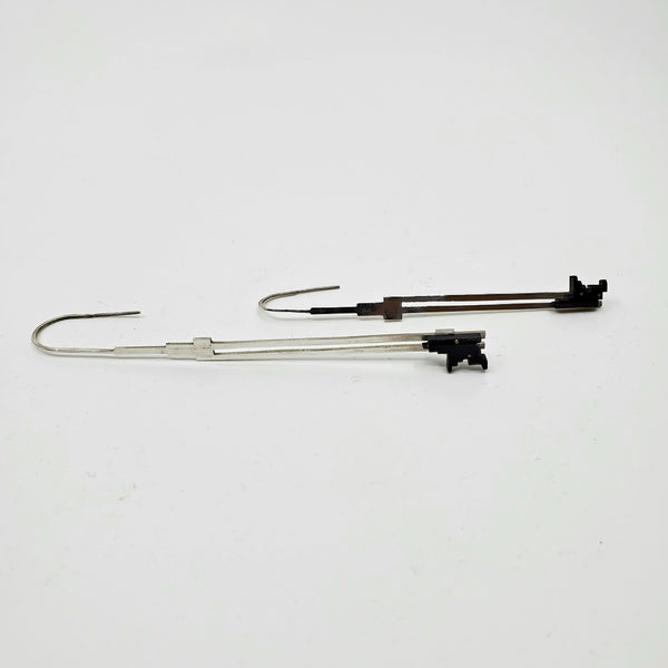 Anna Lindsay MacDonald Digi-Cam Flag earrings inspired by army camouflage in sterling silver, brass and acrylic.  