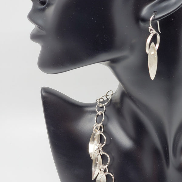 Silver drop leaf earring