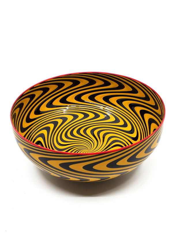Wig Wag Glass Bowl in Black and Yellow by Mathieu Grodet