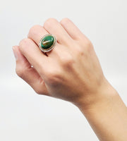 Beth Biggs Ribbed Ring  Turquoise, 14K yellow gold and sterling silver 