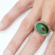 Beth Biggs Ribbed Ring  Turquoise, 14K yellow gold and sterling silver 