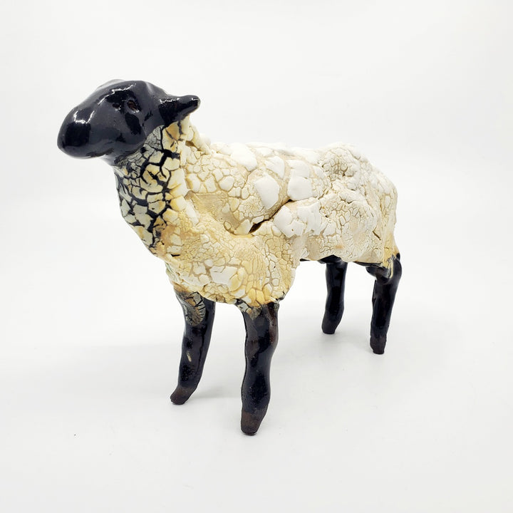 Medium Sheep - medium small ceramic sculptures. Erin is well-known for her textured glaze combination for the sheep's fleece. 
