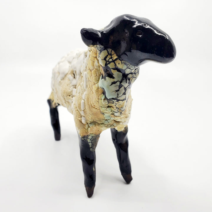 Medium Sheep - medium small ceramic sculptures. Erin is well-known for her textured glaze combination for the sheep's fleece. 