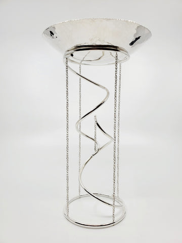 Tensegrity - A kinetic, collapsible, sculpture of sterling silver, with sapphires. 