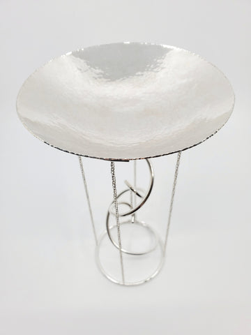 Tensegrity - A kinetic, collapsible, sculpture of sterling silver, with sapphires. 