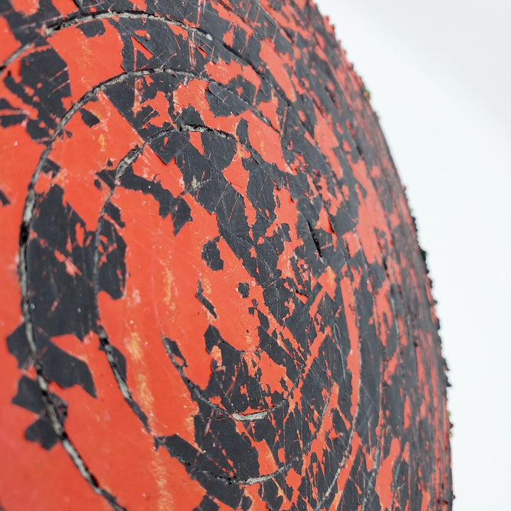 Red & Black: Mixed media wall sculpture constructed with a corrugated cardboard base. It is painted with acrylics, and adorned with glass beads.