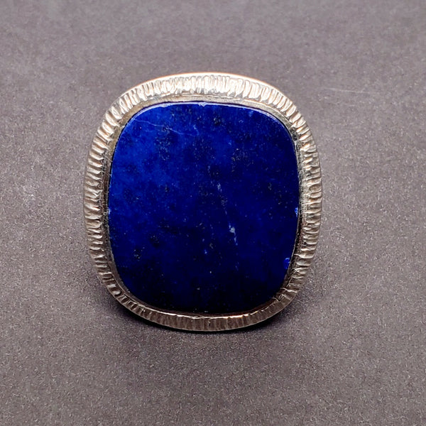 Sterling silver ring with bold lapis lazuli stone (27 x 31mm stone).
