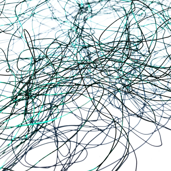 Sketch with Wire #3 -﻿ Green wire wall sculpture.