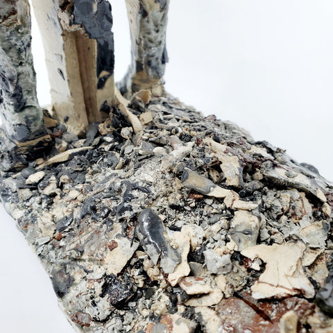 Small Gray Horse 2. The sculpture's beautiful dappled texture was achieved with layers of coloured engobes and glazes. This sturdy steed measures 40 x 10 x 30 cm.