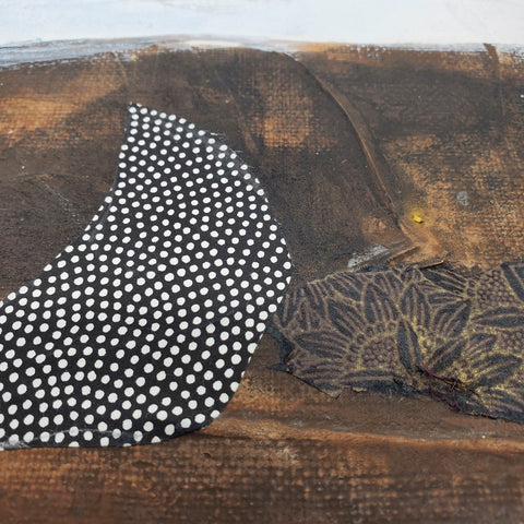 Overlap Left VIII, 2019. Acrylic and collaged paper on canvas panel.