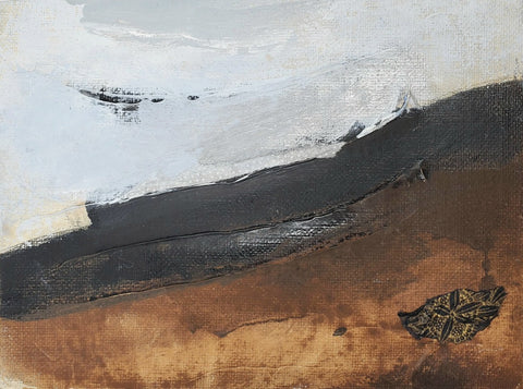 Overlap Left I, 2019. Acrylic and collaged paper on canvas panel.