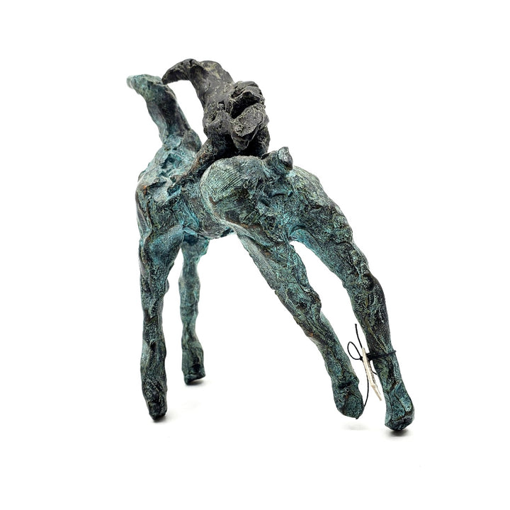 Rider/Crow & Horse, 2012. Unique cast bronze sculpture (1/1 edition) of a horse and crow. The horse has been finished with a green patina, beautifully contrasting the dark tones of its rider, the crow.