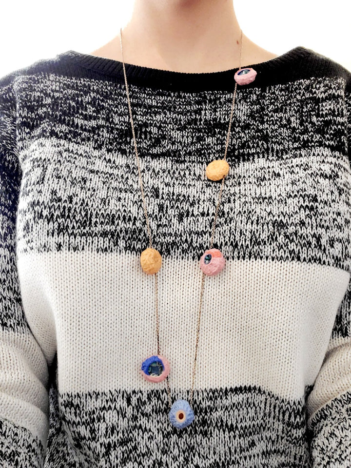 Porcelain and silver necklace.