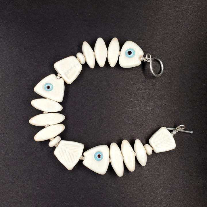  Fish skeleton bracelet of flame-worked glass.
