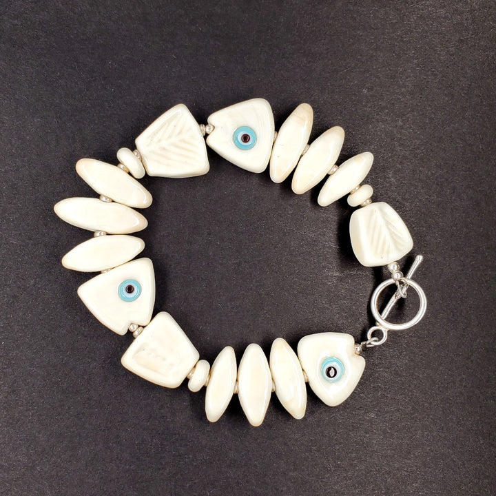  Fish skeleton bracelet of flame-worked glass.