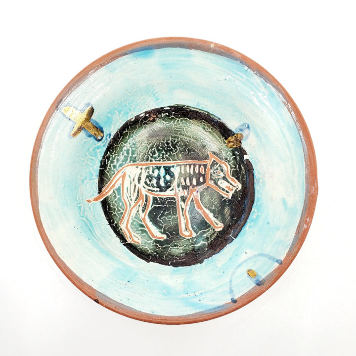 small ceramic plates and dishes: celtic dog