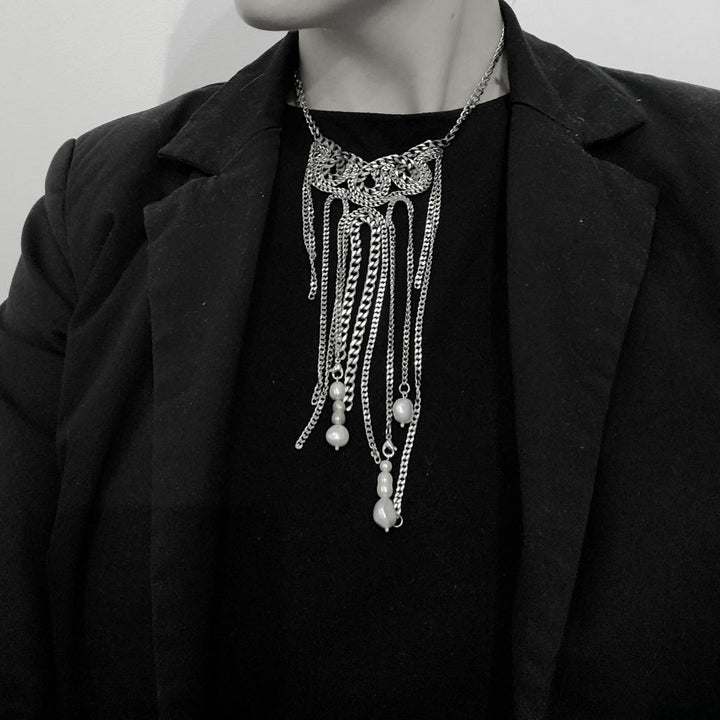 Stainless Steel Cuban Chain Necklaces are made of snake-like forms of salvaged chain. Each one is unique. 