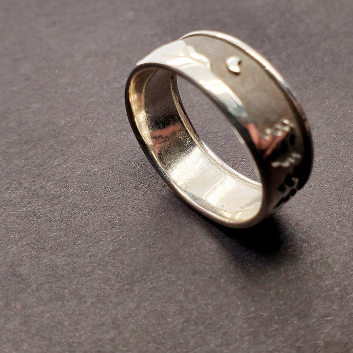 Canadian Landscape ring in oxidized sterling silver. 