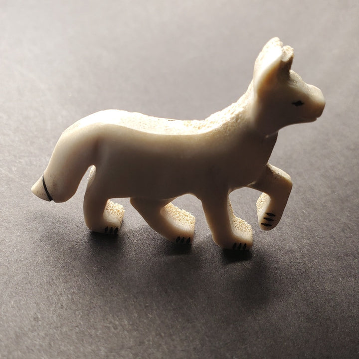 Fox brooch in caribou antler. 