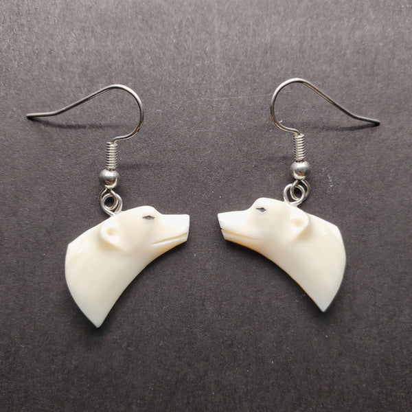 Polar bear drop earrings.