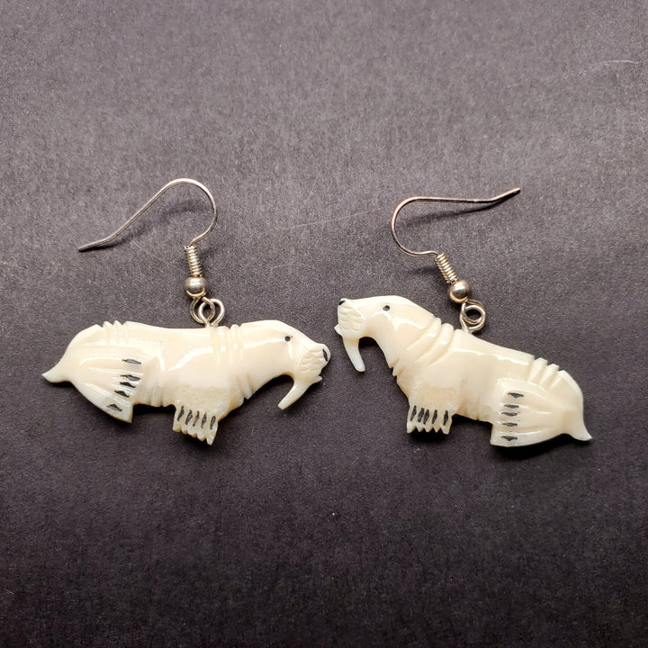 Walrus drop earrings in walrus ivory.