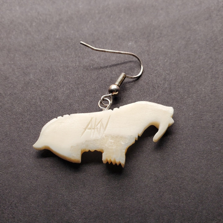 Walrus drop earrings in walrus ivory.